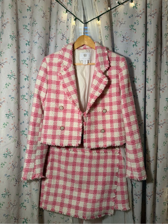 House of Harlow 1960 Other - Pink & Cream Checked Tweed Set by House of Harlow 1960’s